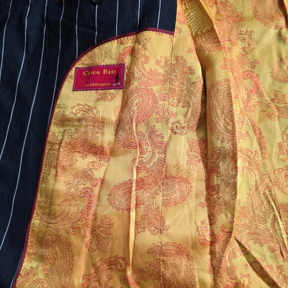 Code Red by Steve Harvey Merino Wool Black Pinstripe Blazer Men's 44 - Picture 6 of 11